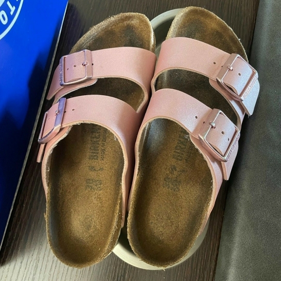 Birkenstock Arizona Icy Metallic Rose Gold Size 38 W 7 M 5 - Picture 3 of 4
